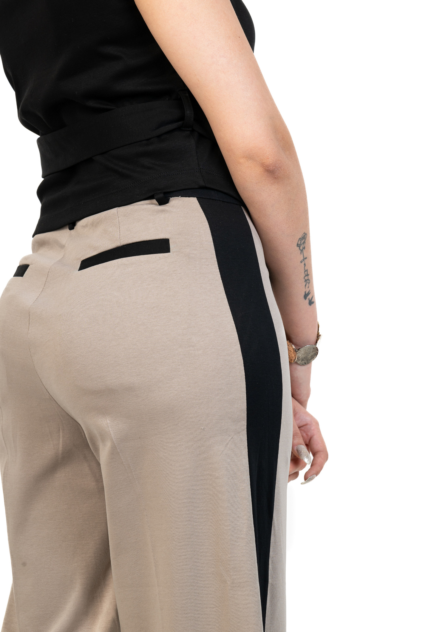 High Waisted Contrast Trouser Plus Size