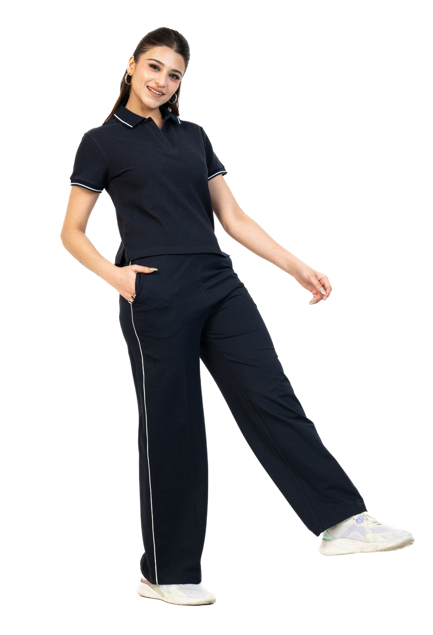 Open Collar polo shirt with Trousers