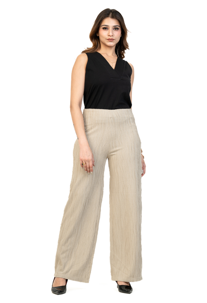 Textured Wide Leg Trousers