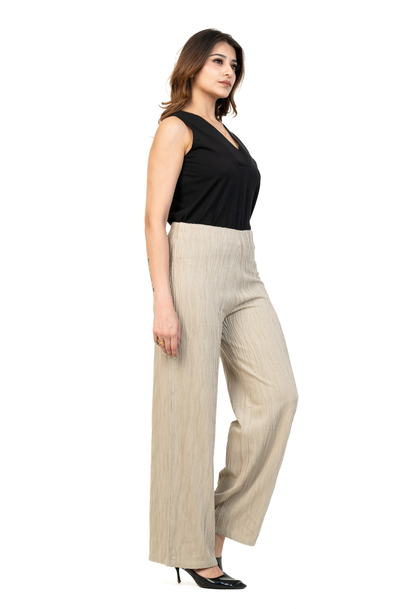 Textured Wide Leg Trousers