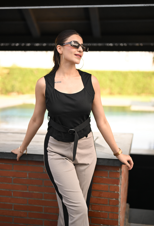 High Waisted Contrast Trousers